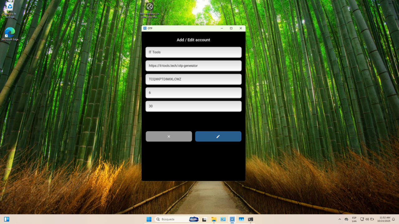 Add / Edit Account Screen
